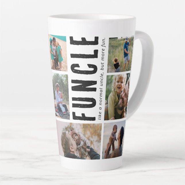 Funcle Uncle Photo Collage Latte Mug (Right Angle)
