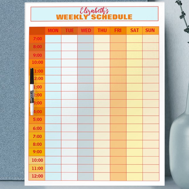 Functional Colorful Block Hourly Weekly Schedule Dry Erase Board (Creator Uploaded)
