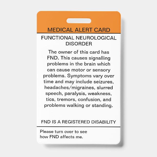 Functional Neurological Disorder Medical Badge (Front)