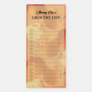 Functional Orange Rustic Apple Grocery List Magnetic Notepad