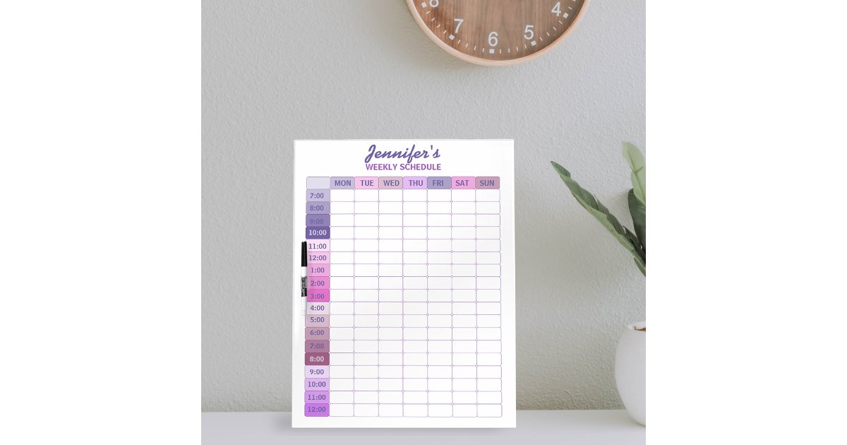 Functional Purple and Pink Weekly Schedule Planner Dry Erase Board | Zazzle