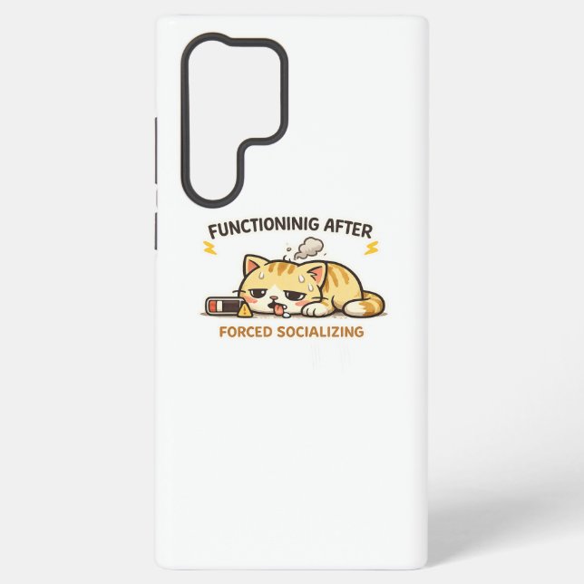 Functioning After Forced Socializing Funny Cat  Samsung Galaxy Case (Back)
