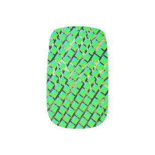 Fund yellow and dark trace, squared bright green. minx nail art