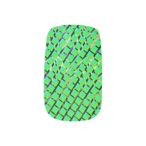 Fund yellow and dark trace squared bright green minx nail art