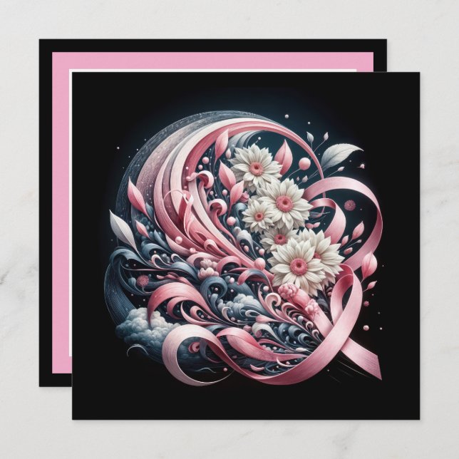 Fundraiser Benefit Pink Ribbon  Invitation (Front/Back)