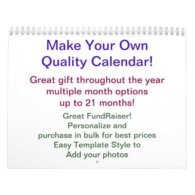 Fundraiser Calendar DIY Calendar (Cover)