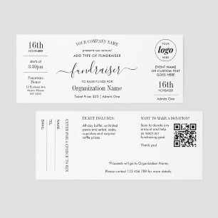 Fundraiser Charity Raffle Business Logo Minimalist Tickets