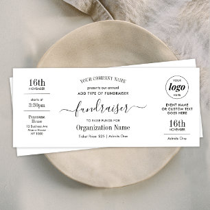 Fundraiser Charity Raffle Business Logo Minimalist Tickets