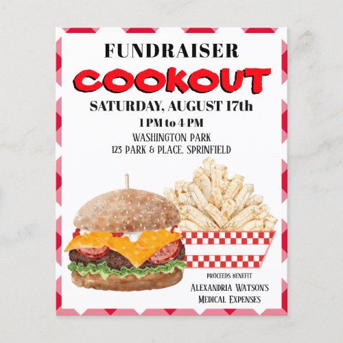 Fundraiser Cookout Barbecue Fast Food Gingham Flyer