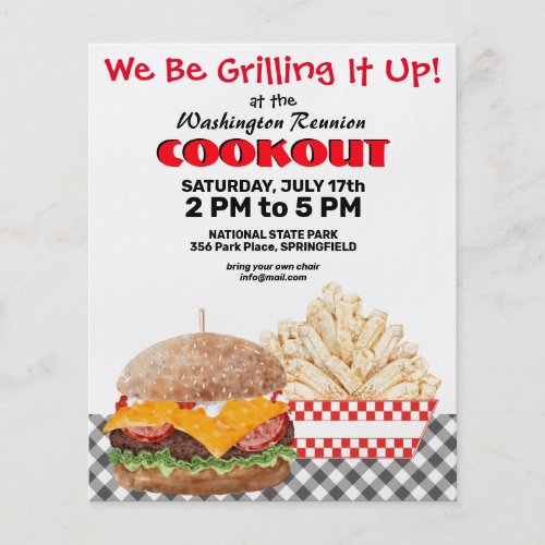 Fundraiser Cookout Barbecue Fast Food Gingham Flyer