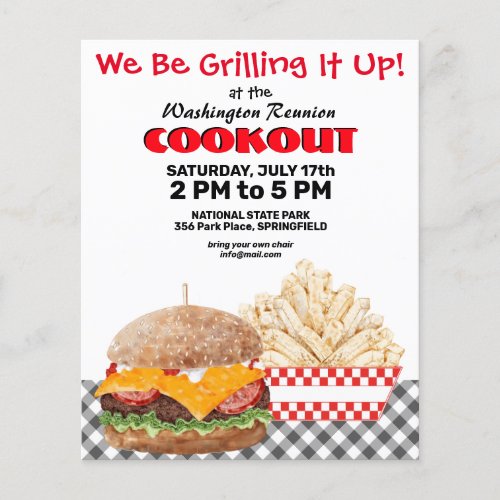 Fundraiser Cookout Barbecue Fast Food Gingham Flyer