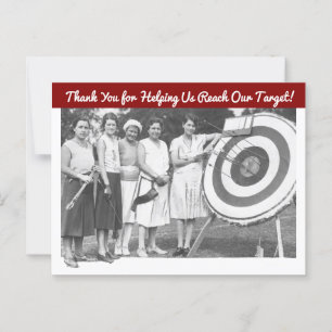 Fundraiser Thank You Funny Vintage Women's Archery Postcard