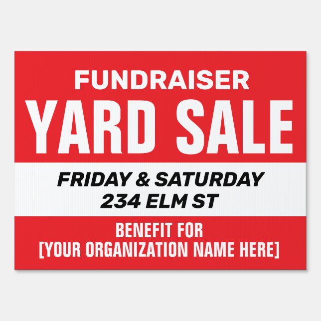 Fundraiser Yard Sale for Benefit Sign (Front)