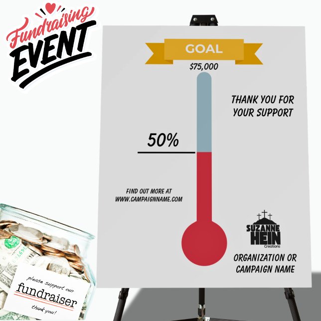 Fundraising 50% Progress Thermometer Chart Foam Board (Creator Uploaded)