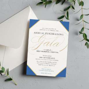 FUNDRAISING GALA BALL formal event royal blue gold Invitation