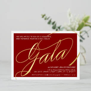 FUNDRAISING GALA elegant calligraphy burgundy red Foil Invitation