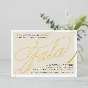 FUNDRAISING GALA elegant calligraphy ivory gold Fo Foil Invitation
