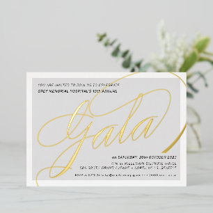 FUNDRAISING GALA elegant calligraphy pale gray Foil Invitation