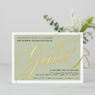 FUNDRAISING GALA elegant calligraphy sage green Foil Invitation