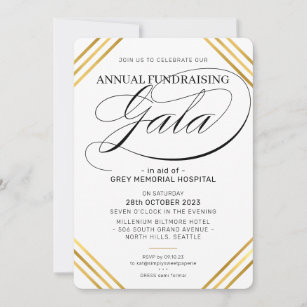 FUNDRAISING GALA elegant event fancy gold frame Invitation
