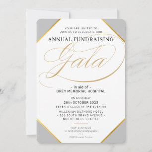 FUNDRAISING GALA elegant event gray silver gold Invitation