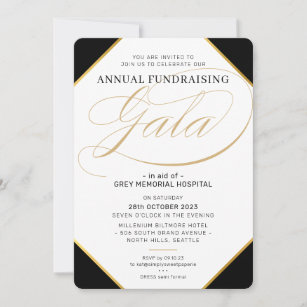 FUNDRAISING GALA elegant event maroon black gold Invitation