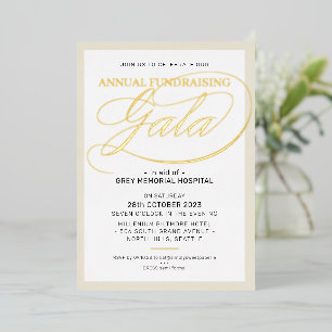 FUNDRAISING GALA elegant event script ivory cream Foil Invitation