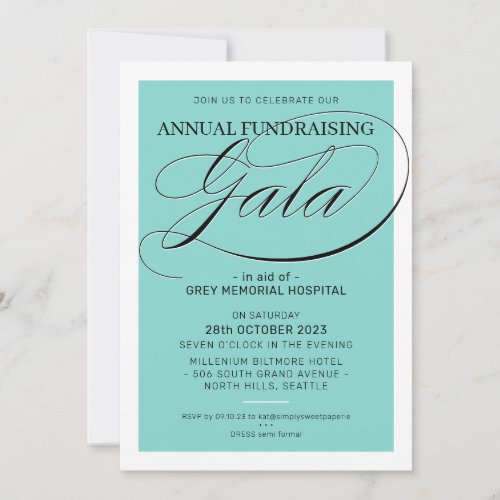 FUNDRAISING GALA event fancy elegant mint green Invitation