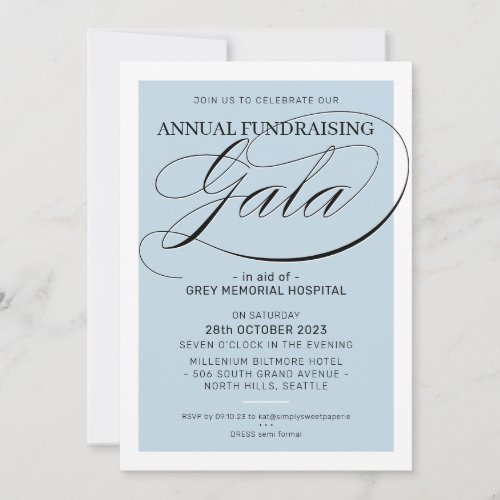 FUNDRAISING GALA event fancy elegant pale blue Invitation