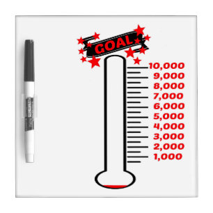 Fundraising Goal Thermometer 10K Goal Dry-Erase Board
