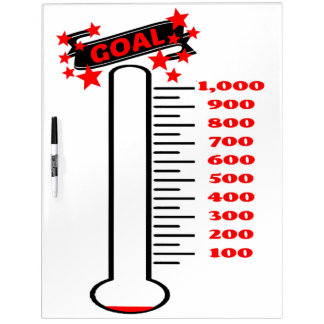 Fundraising Goal Thermometer 1K Goal Dry Erase Board