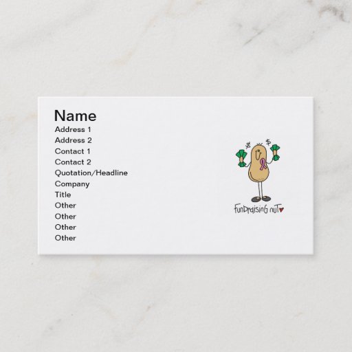 Customizable Fundraising Nut T-shirts and Gifts Business Cards
