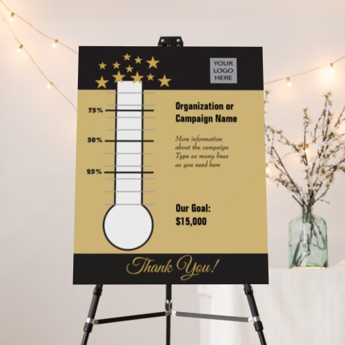 Fundraising Progress Chart Black Gold Foam Board