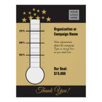 Fundraising Progress Chart Black Gold Poster