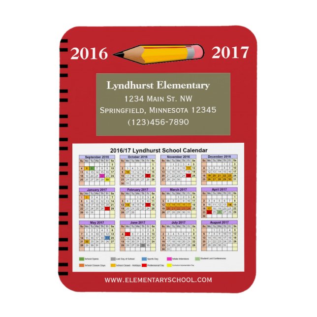 Fundraising School Calendar Magnet (Vertical)