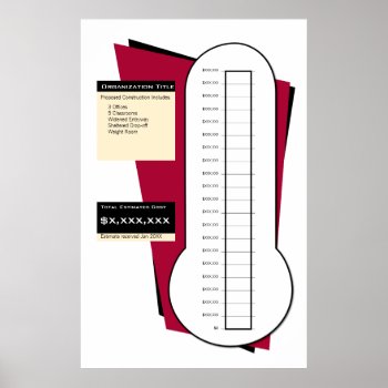 Fundraising Thermometer In Red - 20 Sections Poster by FundraisingAndGoals at Zazzle