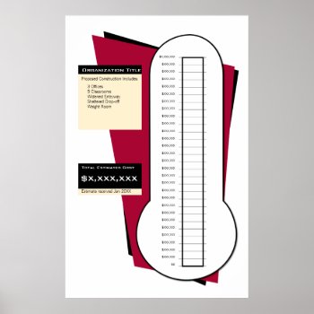 Fundraising Thermometer In Red Poster by FundraisingAndGoals at Zazzle