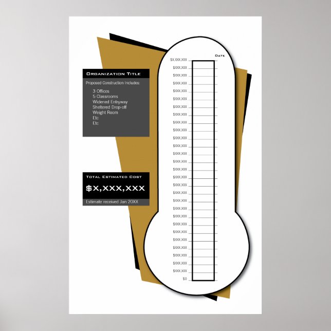 Fundraising Thermometer Including Date Column Poster (Front)