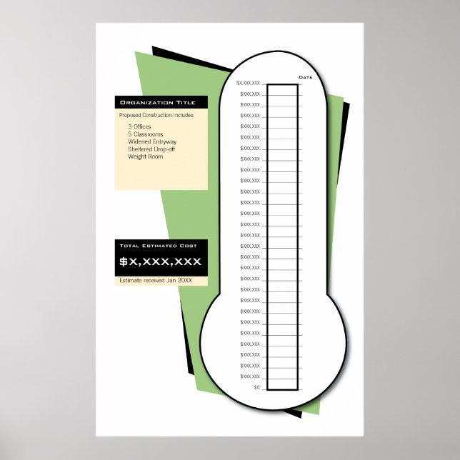 Fundraising Thermometer Including Date Column Poster (Front)
