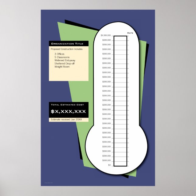 Fundraising Thermometer Including Date Column Poster (Front)