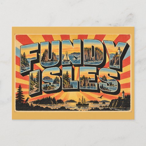Fundy Isles NB Cliffs Coastal Forest Art Postcard