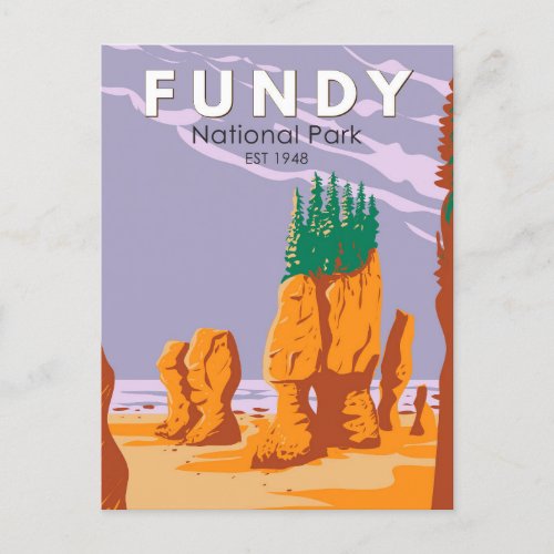 Fundy National Park Canada Travel Art Vintage Postcard