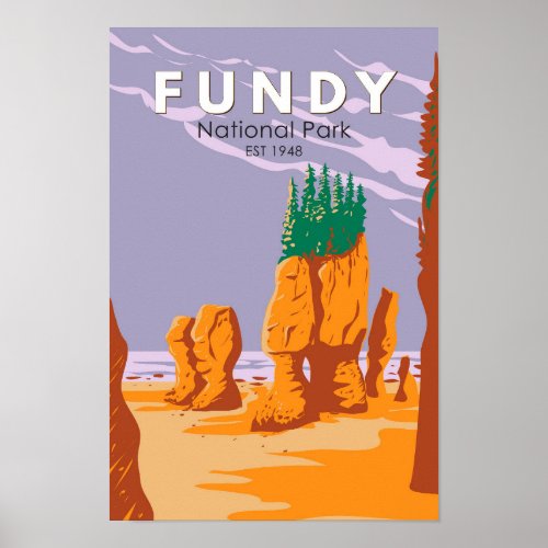 Fundy National Park Canada Travel Art Vintage Poster