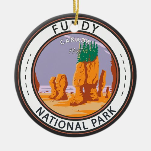 Fundy National Park Canada Vintage Badge Ceramic Ornament