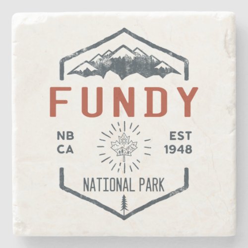 Fundy National Park Canada Vintage Distressed Stone Coaster