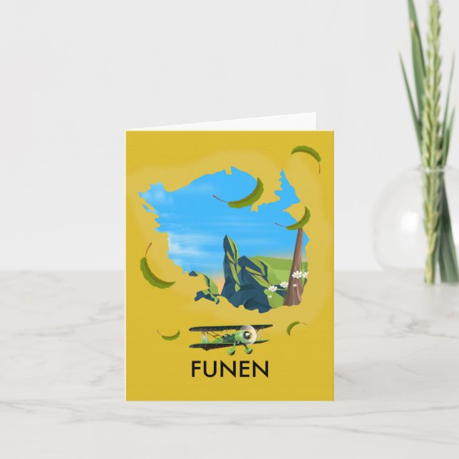 Funen , Denmark map travel poster Holiday Card (Front)