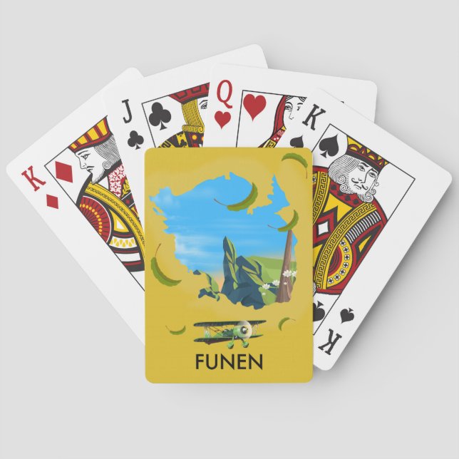 Funen , Denmark map travel poster Poker Cards (Back)
