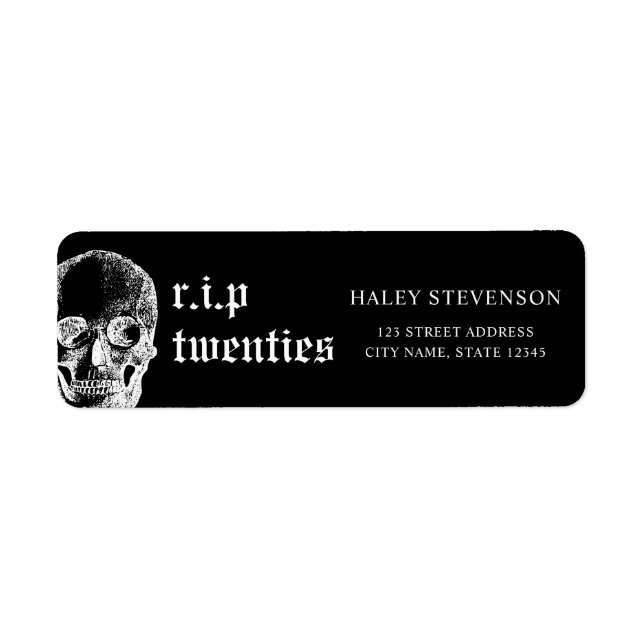 Funeral 30th RIP Twenties 20s Funny Skull Birthday Label (Front)