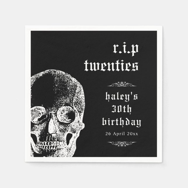Funeral 30th RIP Twenties 20s Funny Skull Birthday Napkins (Front)
