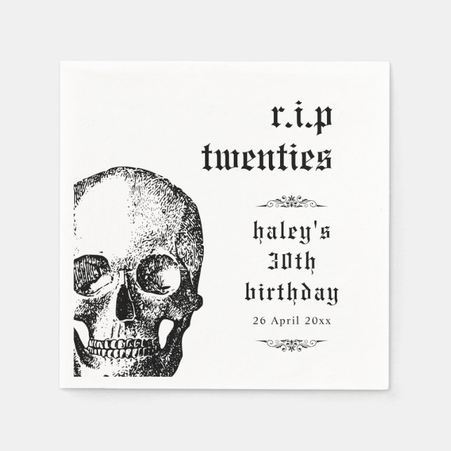 Funeral 30th RIP Twenties 20s Funny Skull Birthday Napkins (Front)